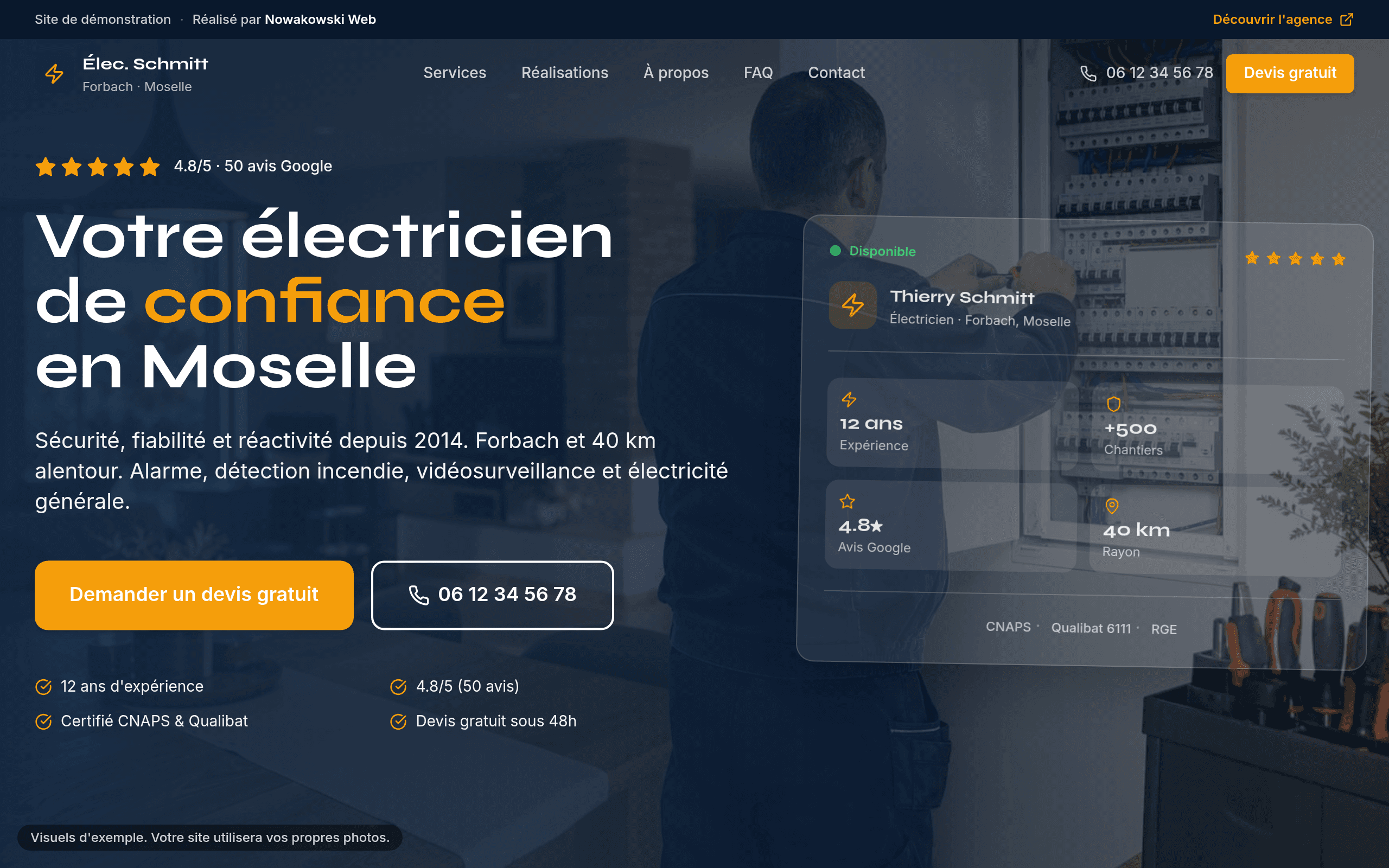 Aperçu du site Électricité Schmitt