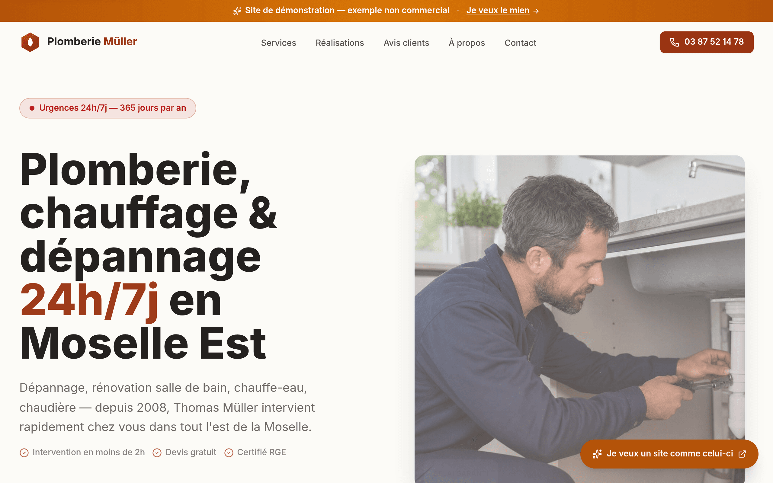 Aperçu du site Plomberie Müller